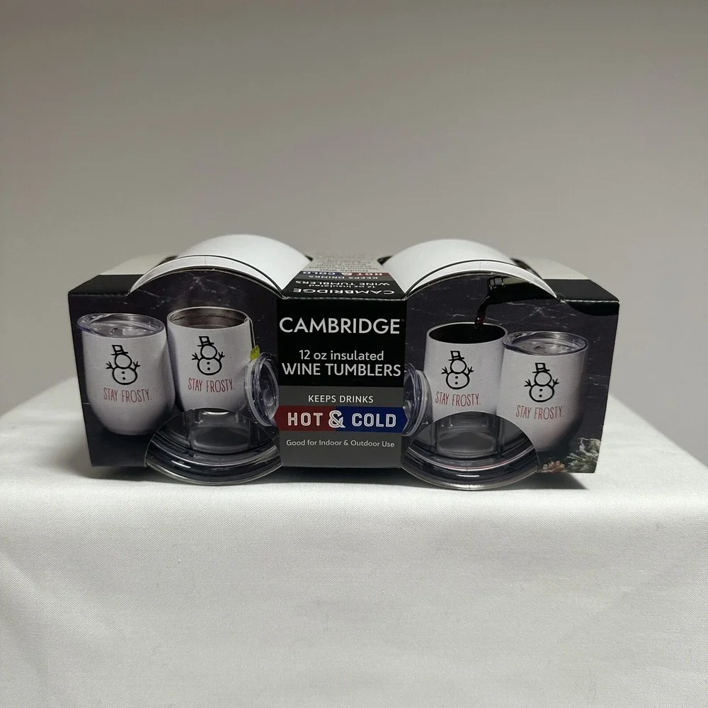 Holiday Cambridge Wine Tumbler Set Insulated 12 oz. Hot or‎ Cold Stay Frosty
